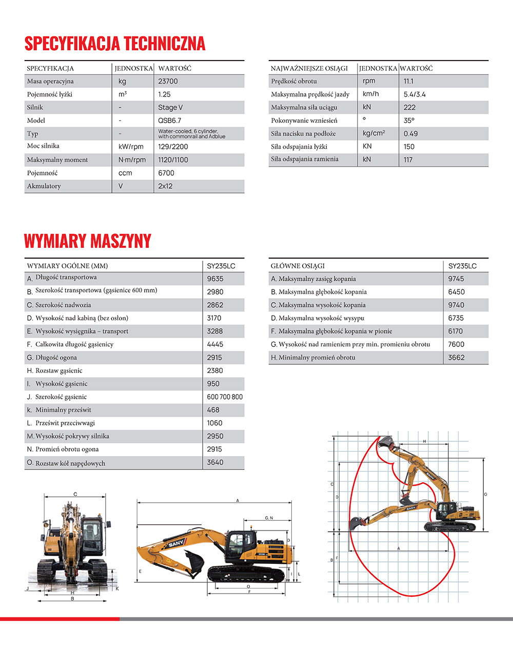 Sany Sy235lc Spec Pl